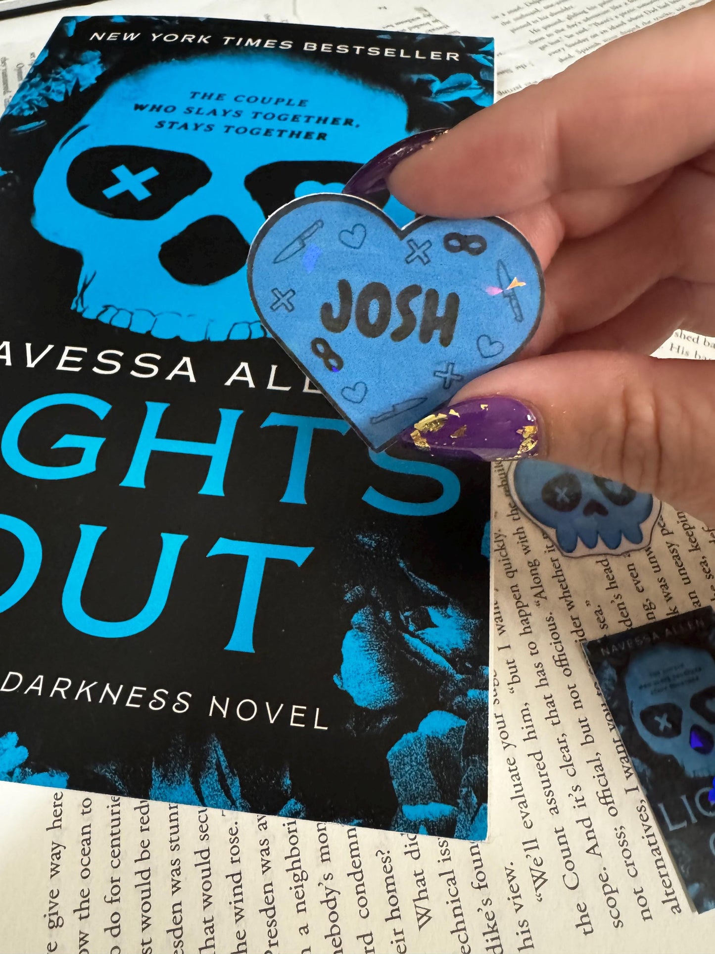 Lights Out Sticker Pack | Blue Mask Sticker | Book Cover Sticker | Blue Heart Josh Sticker | Bookish Romance Stickers