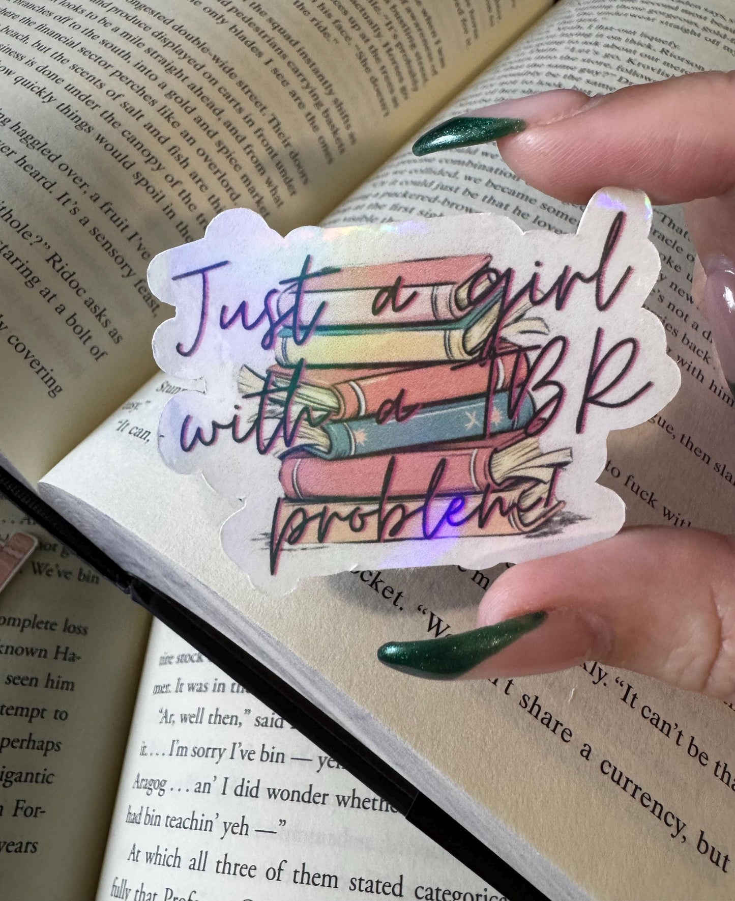 Just a Girl with a TBR Problem Sticker • Book Stack Vinyl Decal • Bookish Gift for Readers • Cute Bibliophile Sticker