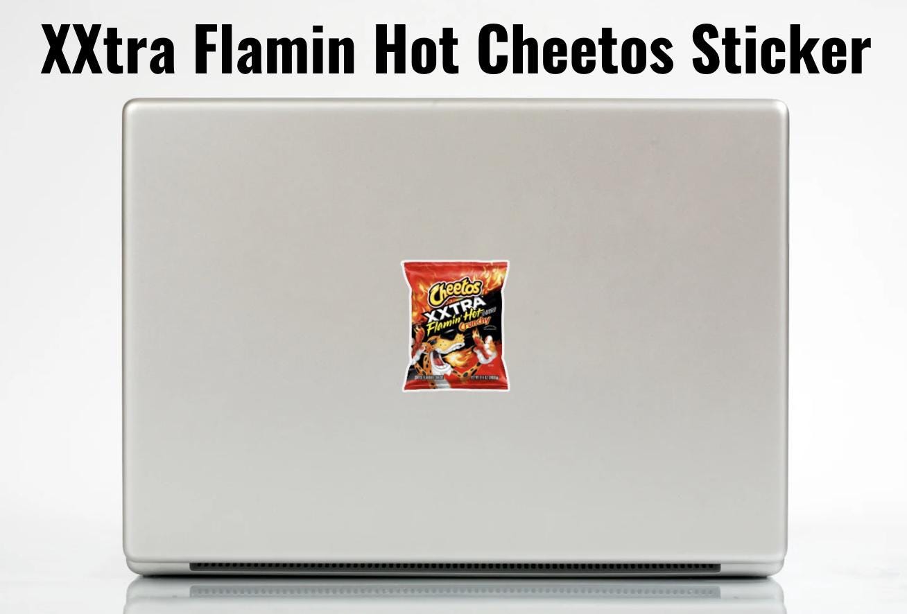 Hot Cheetos Sticker | XXTRA Flamin’ Hot Baddie Snack Sticker | Trendy Funny Vinyl for Laptops, Water Bottles, Journals & More