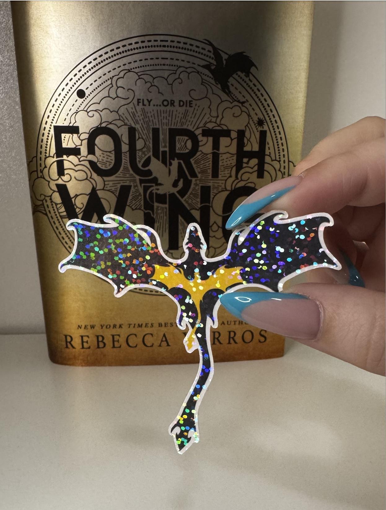 Fourth Wing Dragon Sticker | Tarin & Andarna Holographic Silhouette | Fantasy Bookish Vinyl Sticker | Dragon Rider Fan Gift