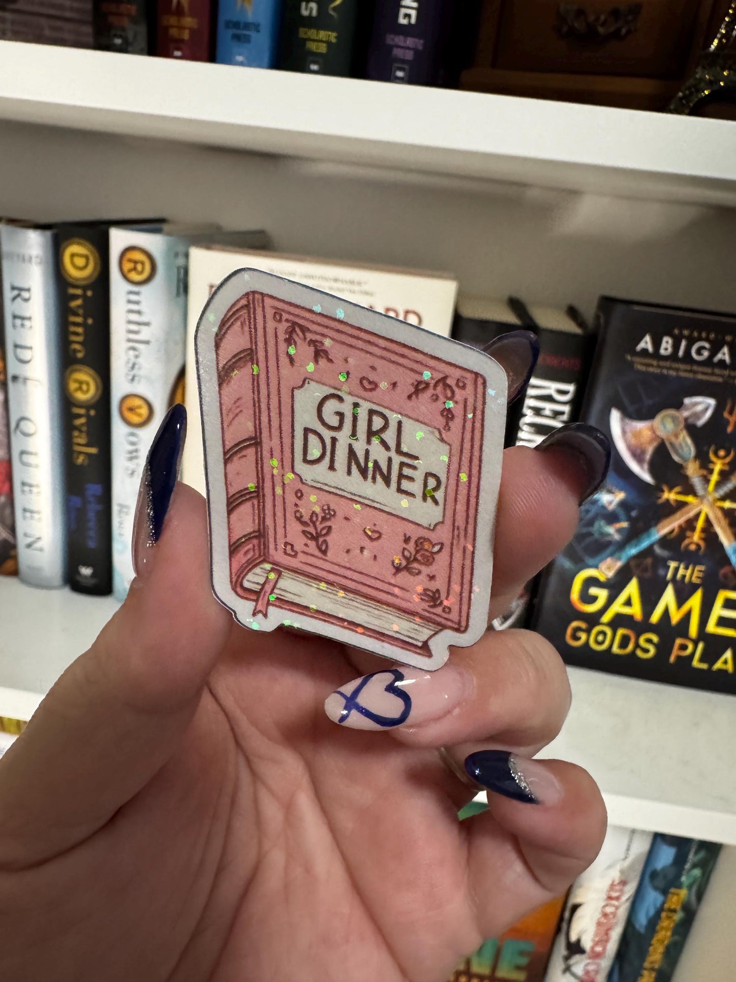 Girl Dinner Book Sticker – Funny Bookish Sticker for Readers, Cute Aesthetic Sticker for Book Lovers, BookTok Inspired sticker