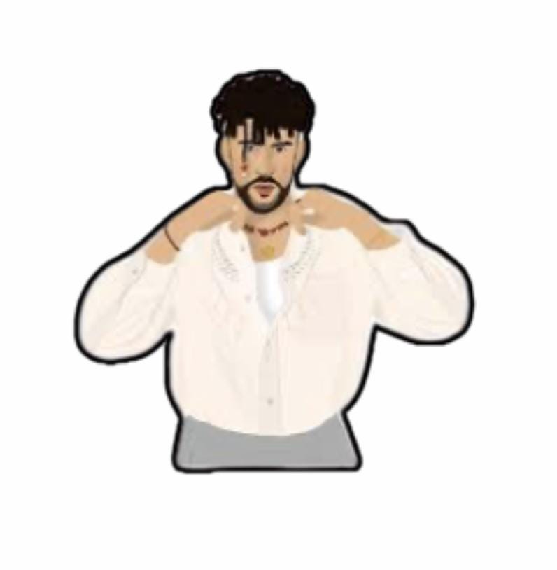 Bad Bunny Sticker Duo – Vinyl Stickers | Puerto Rico Flag Heart | Latin Music Merch | Benito Art