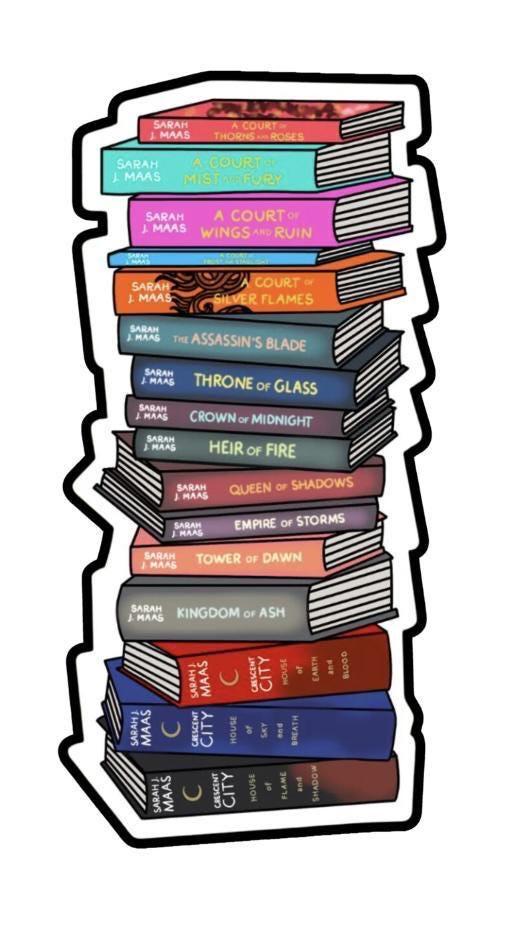 Sarah J. Maas Book Stack Sticker – ACOTAR & TOG Inspired Vinyl Decal | Fantasy Book Lover Gift for Journals, Kindles and Water Bottles