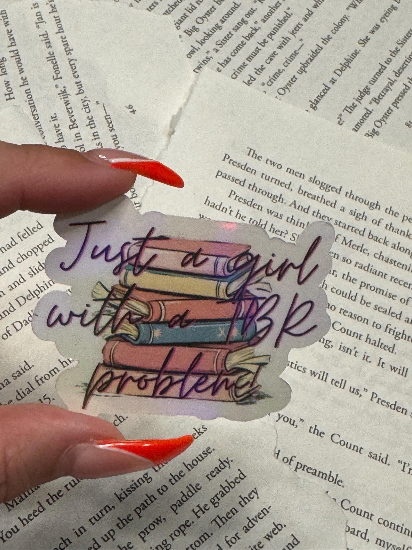 Just a Girl with a TBR Problem Sticker • Book Stack Vinyl Decal • Bookish Gift for Readers • Cute Bibliophile Sticker