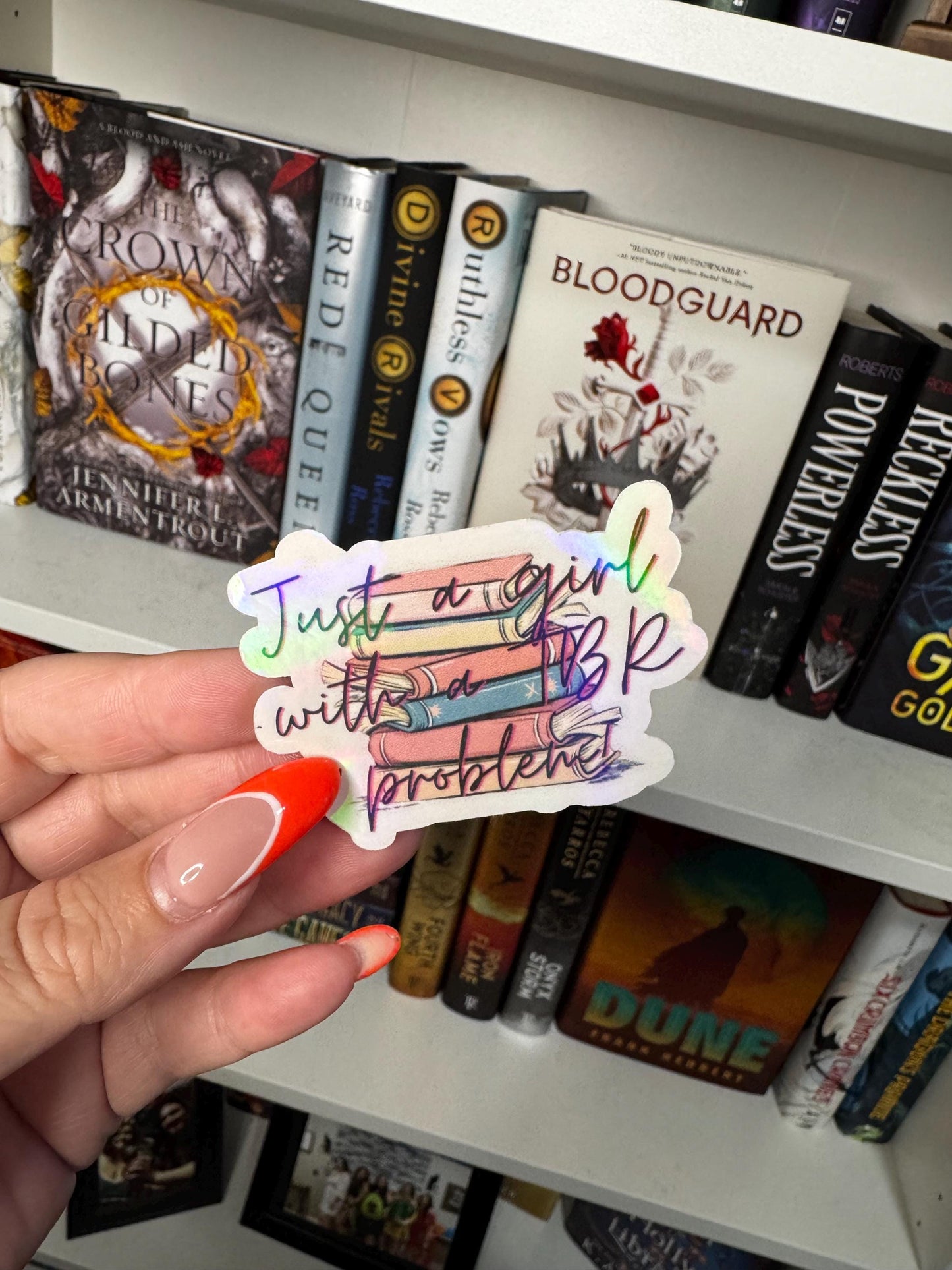 Just a Girl with a TBR Problem Sticker • Book Stack Vinyl Decal • Bookish Gift for Readers • Cute Bibliophile Sticker
