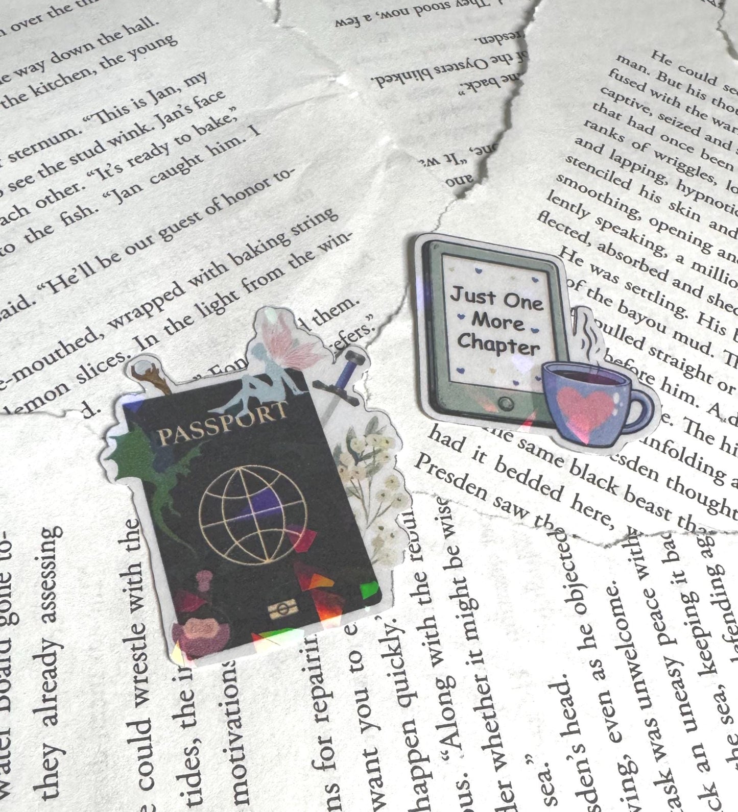 Fantasy Passport & Kindle Sticker Pack | Just One More Chapter | Bookish Travel and Coffee Stickers | Reading Adventure Set