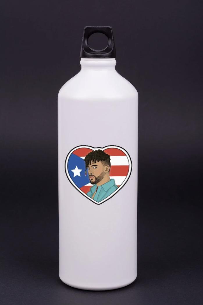 Bad Bunny Sticker Duo – Vinyl Stickers | Puerto Rico Flag Heart | Latin Music Merch | Benito Art