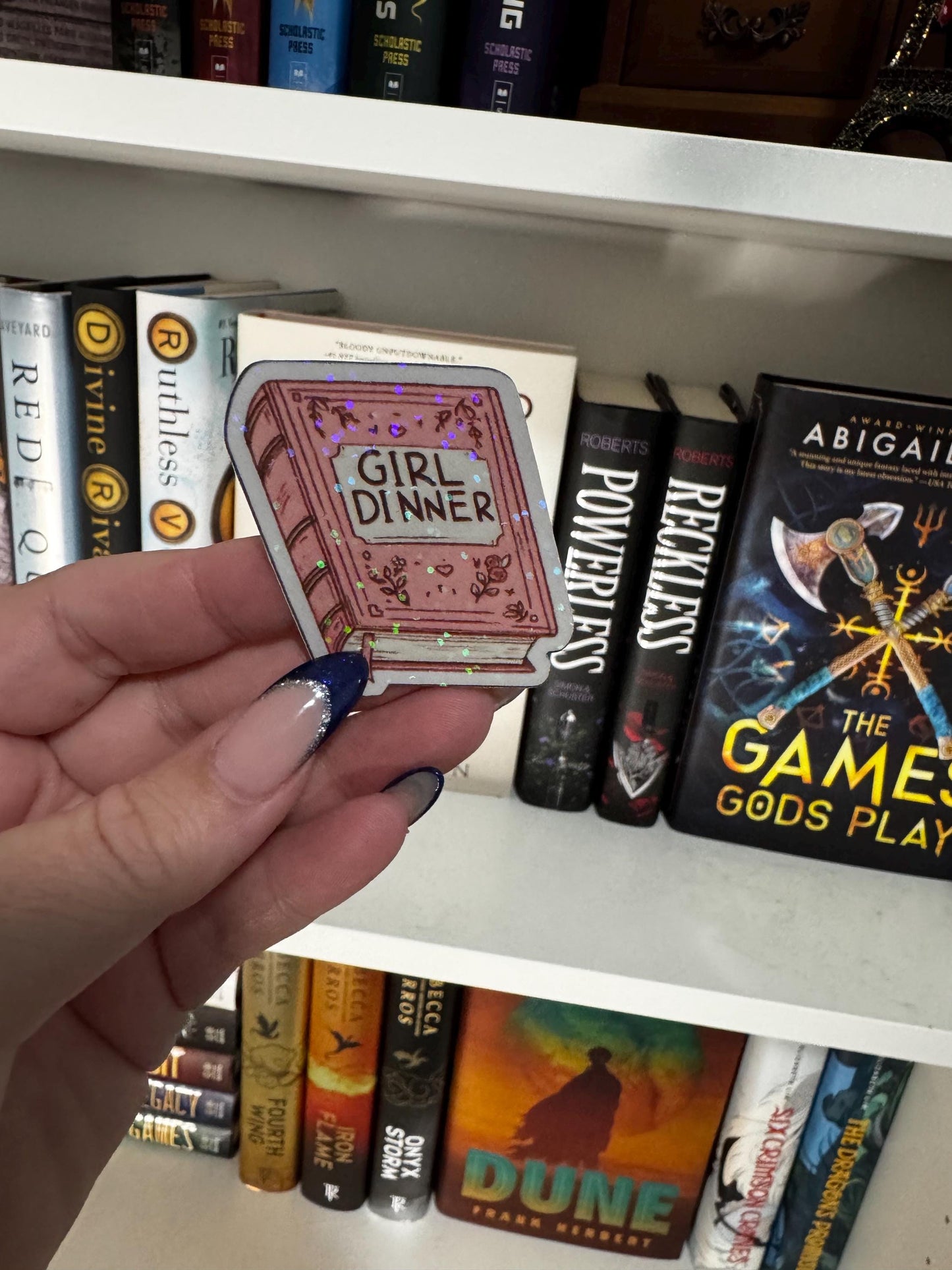 Girl Dinner Book Sticker – Funny Bookish Sticker for Readers, Cute Aesthetic Sticker for Book Lovers, BookTok Inspired sticker