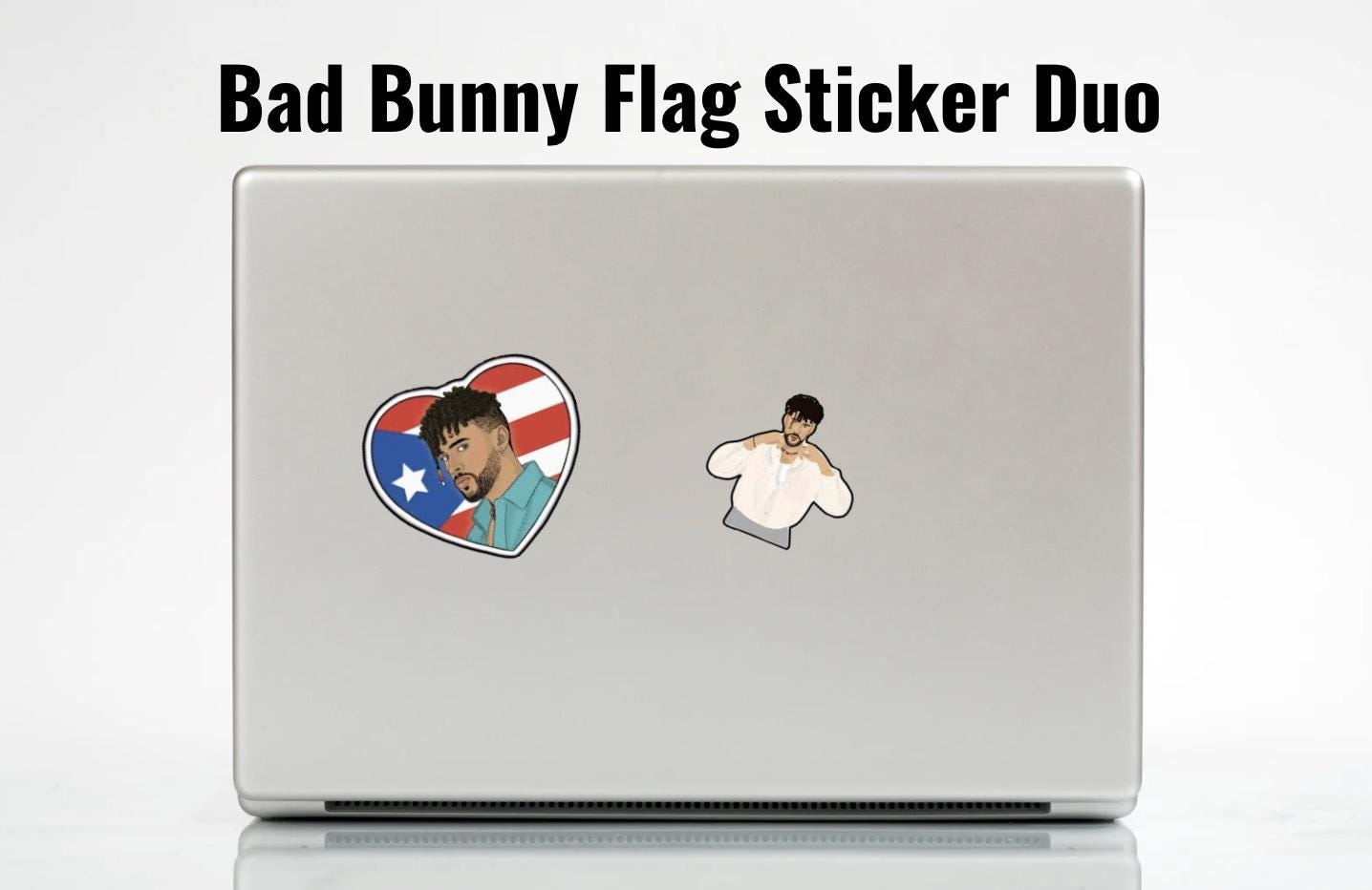 Bad Bunny Sticker Set: Puerto Rico Flag Heart, Benito Portrait