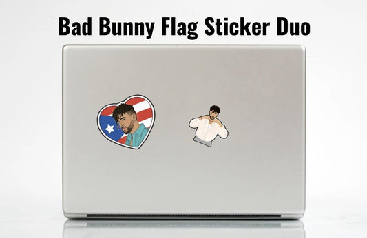 Bad Bunny Sticker Set: Puerto Rico Flag Heart, Benito Portrait