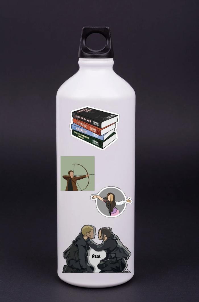 Hunger Games Sticker Pack β Katniss, Peeta, Lucy Gray, Book Stack, Quote β Waterproof Vinyl Stickers