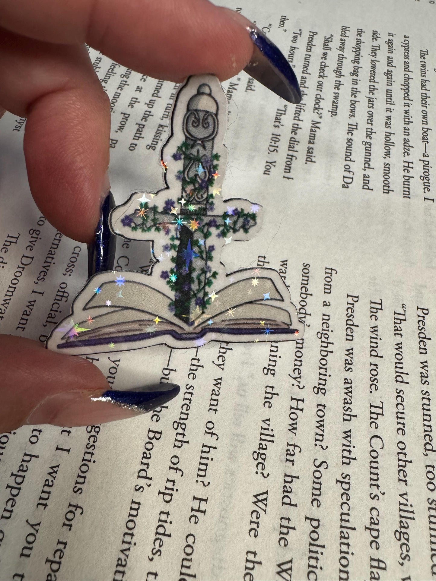 Powerless Book Sticker – Fantasy Bookish Vinyl Decal with Sword and Purple Flowers | Reader Gift, Book Lover Sticker, Reading Nook Decor