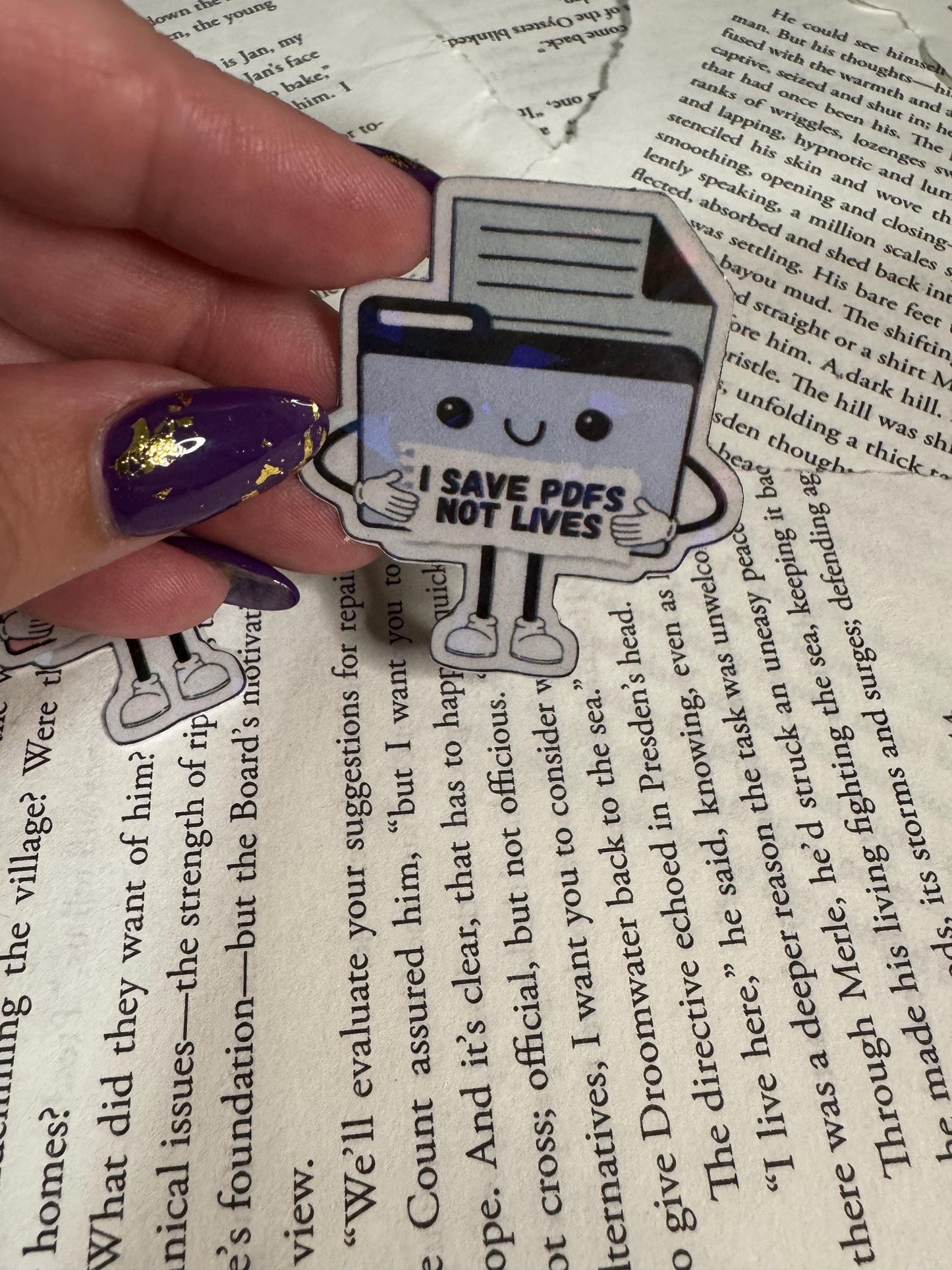 Funny PDF Sticker Duo: "I Save PDFs Not Lives" Laptop Decal (PDF Pattern)