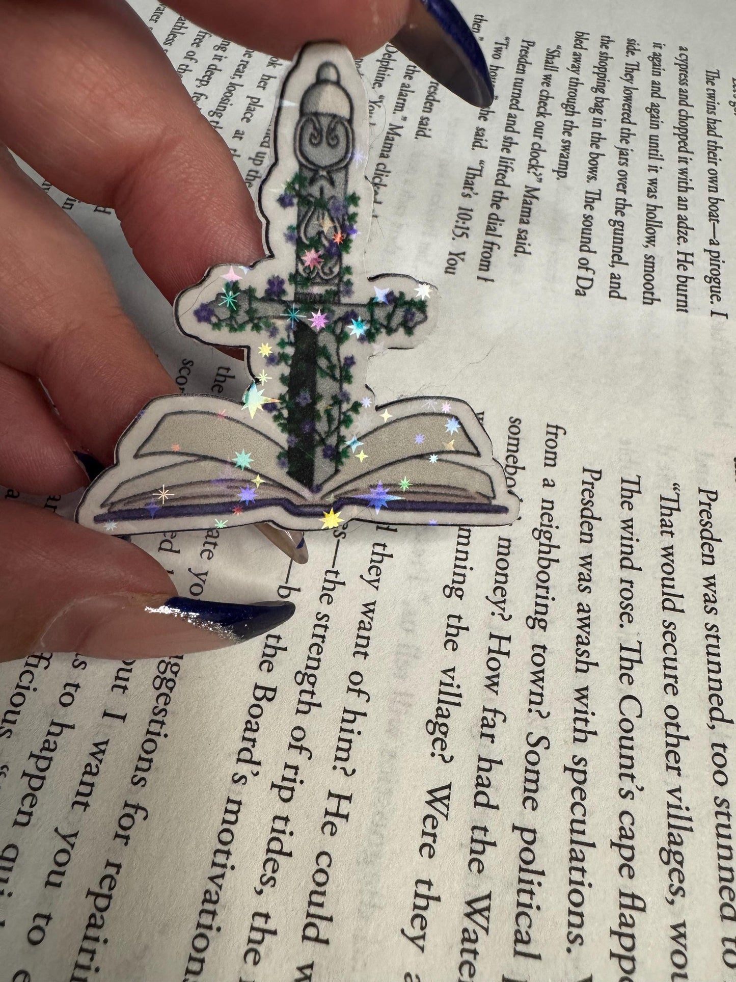 Powerless Book Sticker – Fantasy Bookish Vinyl Decal with Sword and Purple Flowers | Reader Gift, Book Lover Sticker, Reading Nook Decor