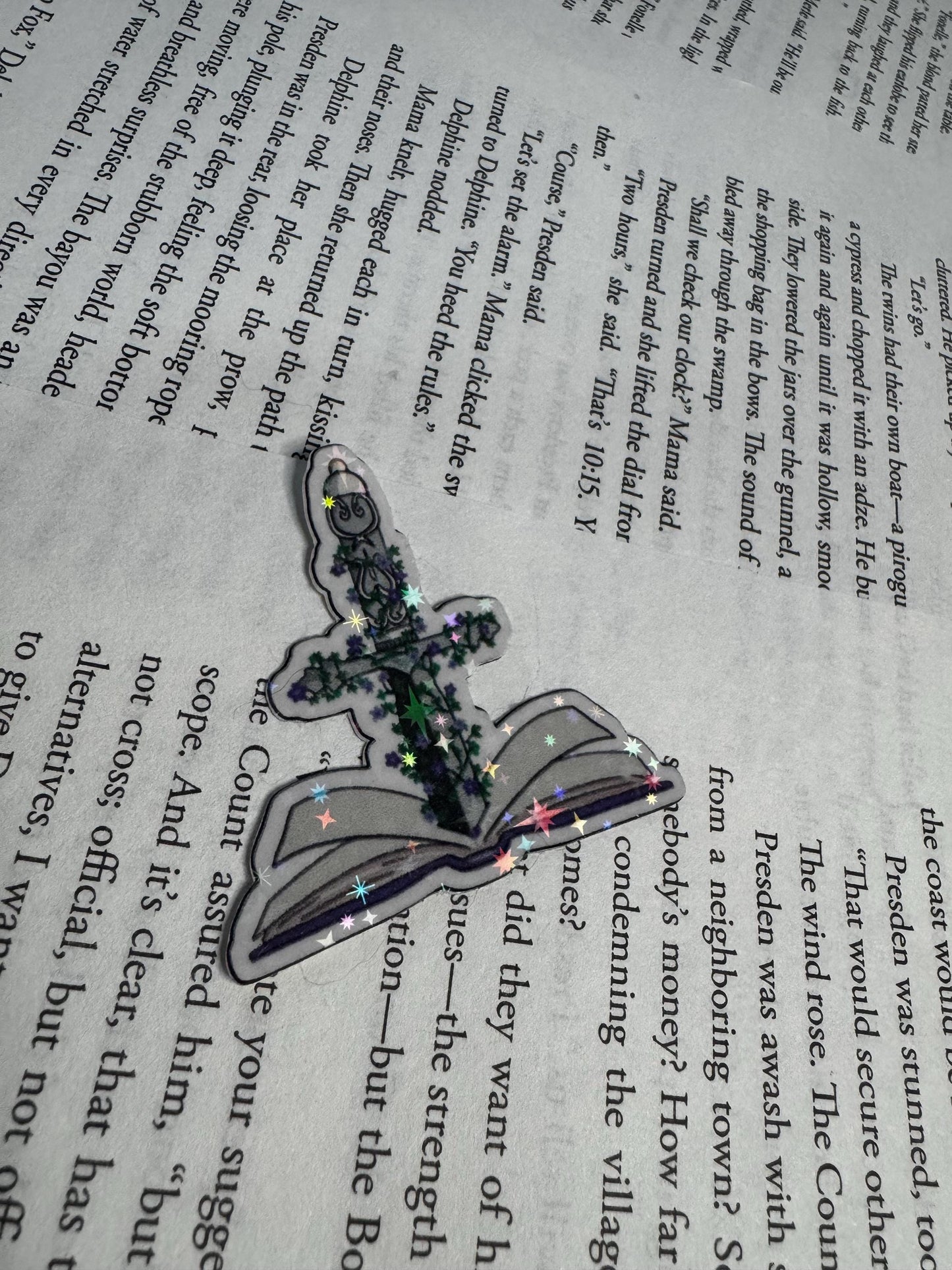 Powerless Book Sticker – Fantasy Bookish Vinyl Decal with Sword and Purple Flowers | Reader Gift, Book Lover Sticker, Reading Nook Decor