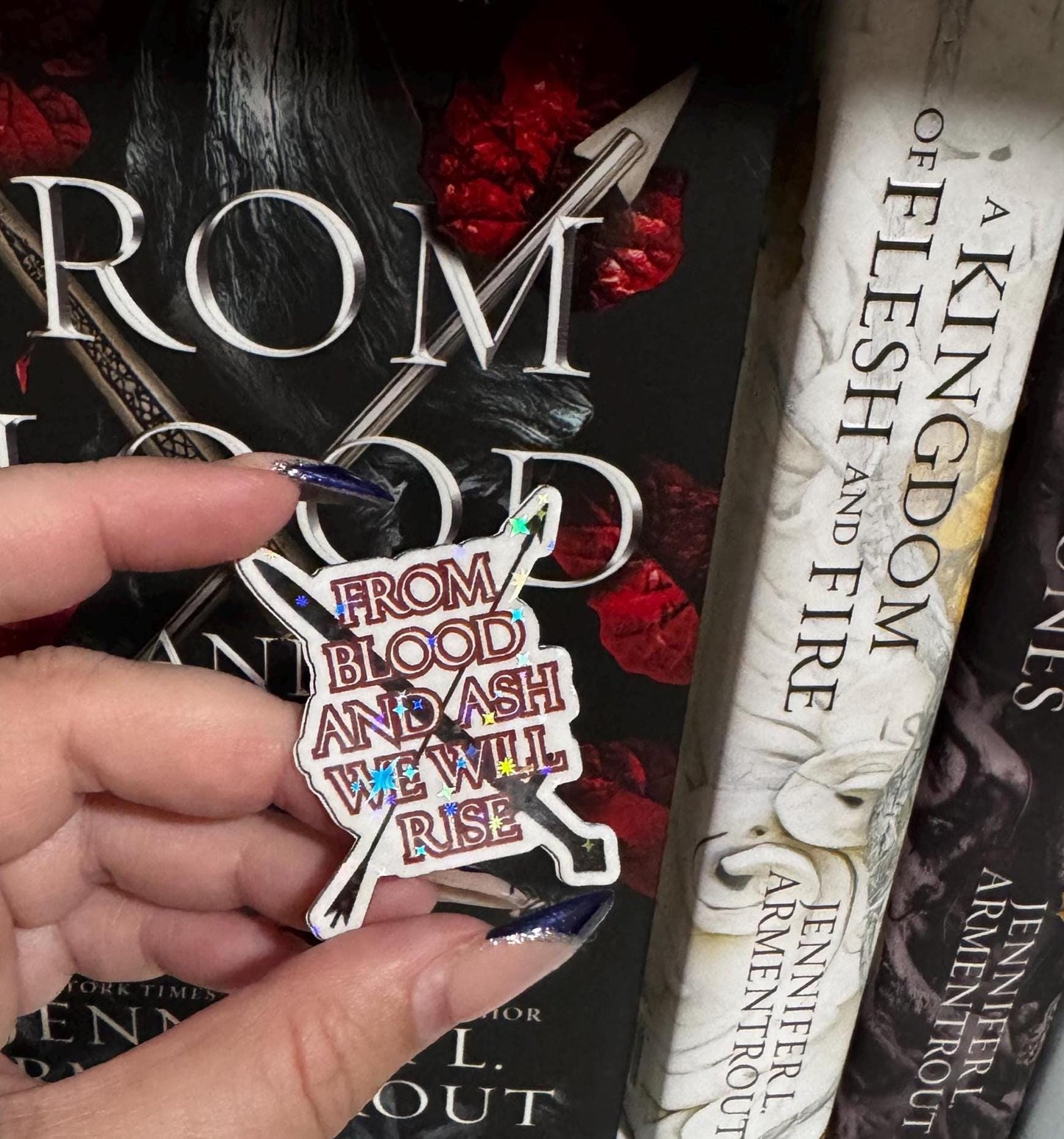 From Blood and Ash We Will Rise Sticker – Fantasy Bookish Vinyl Decal with Sword & Arrow | Jennifer L. Armentrout Quote, Reader Gift