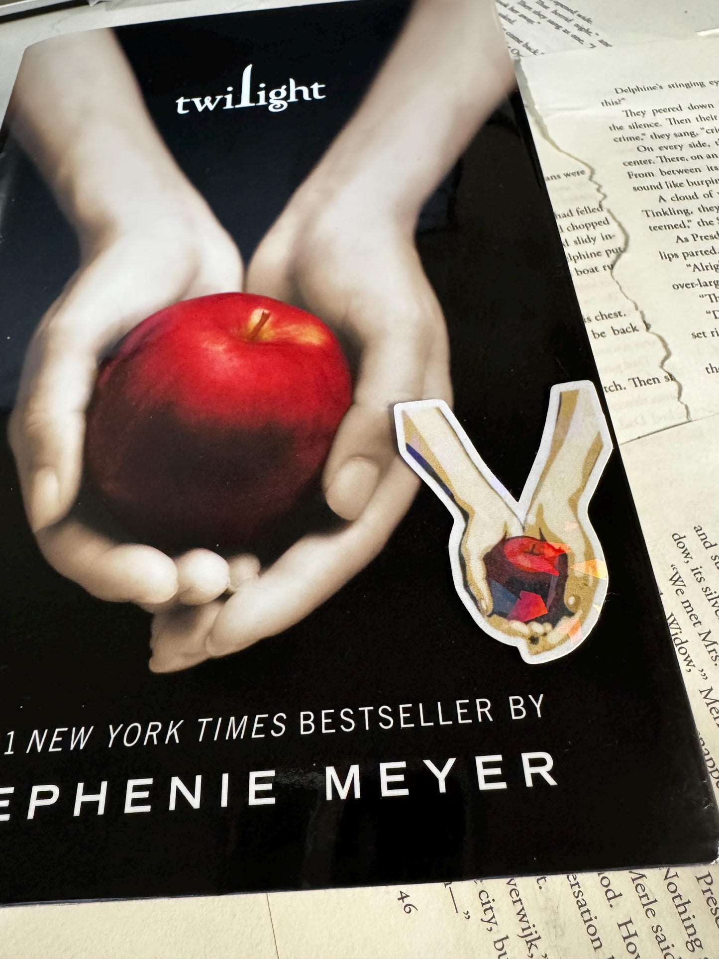 Twilight Apple Sticker | Hands Holding Apple Book Cover Inspired Vinyl Sticker | Twilight Saga Fan Art