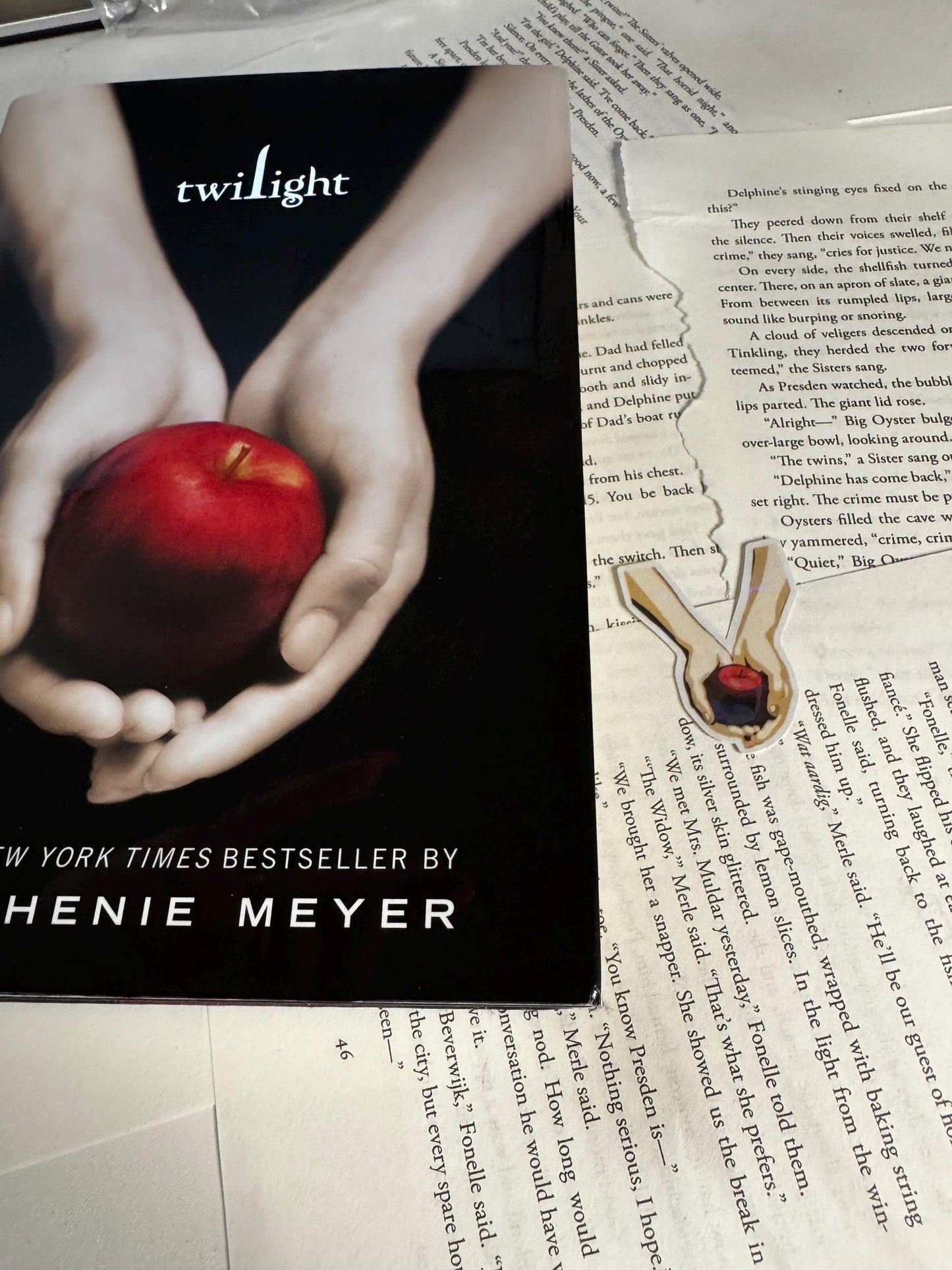 Twilight Apple Sticker | Hands Holding Apple Book Cover Inspired Vinyl Sticker | Twilight Saga Fan Art