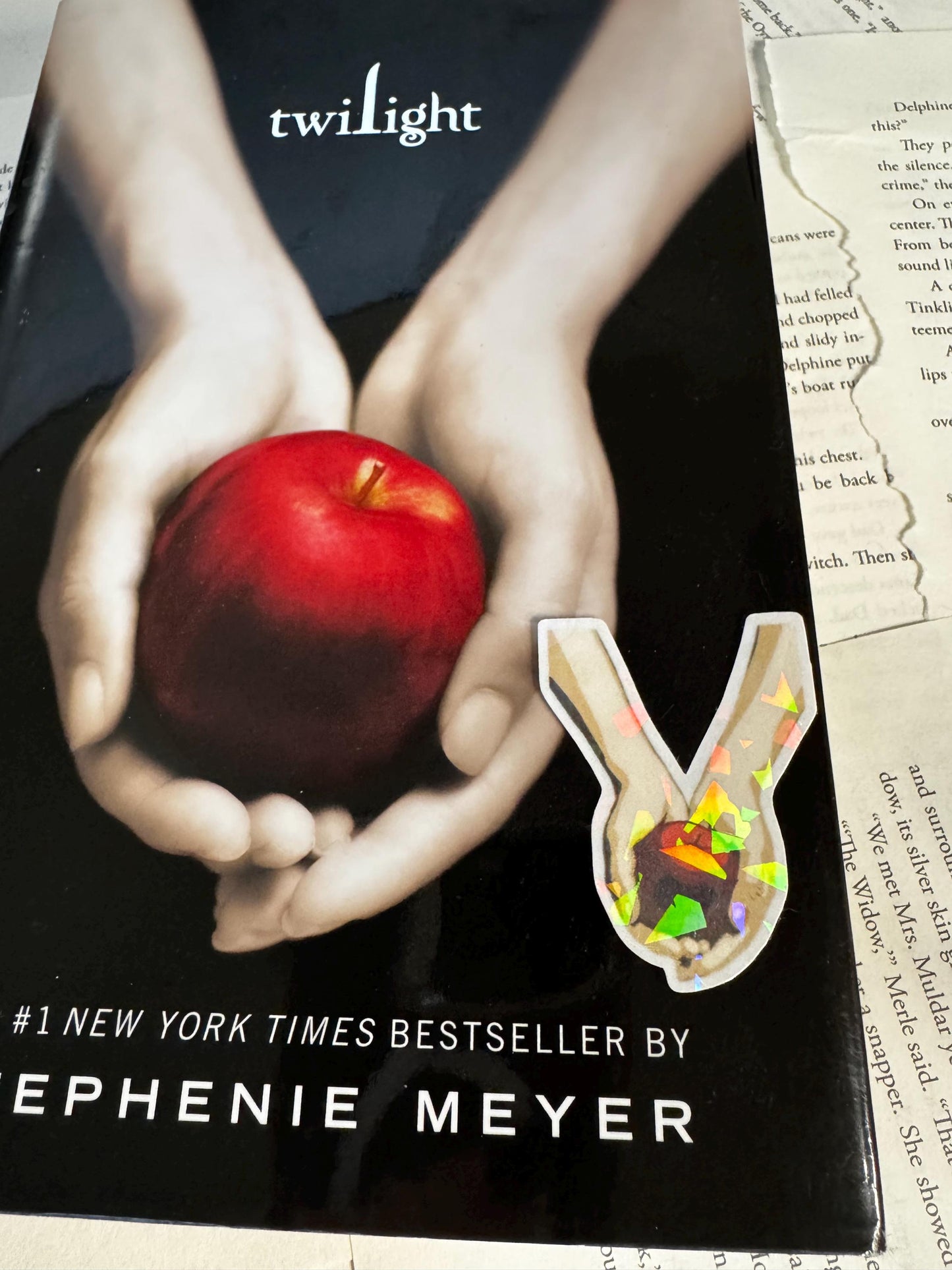 Twilight Apple Sticker | Hands Holding Apple Book Cover Inspired Vinyl Sticker | Twilight Saga Fan Art