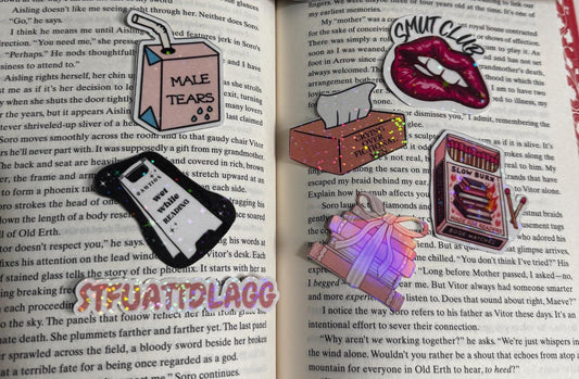 Smut Sticker Pack | Spicy Bookish Vinyl Stickers | Romance Reader Humor | Crying Over Fictional Men, Slow Burn, Male Tears & More