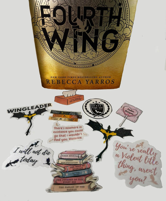 Fourth Wing Sticker Pack – Rebecca Yarros Empyrean Series Starter Bundle | Bookish Fantasy Vinyl Stickers for Readers & Journals