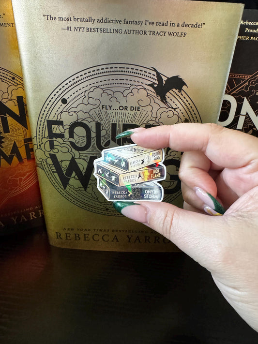 Empyrean Book Stack Sticker – Fourth Wing, Iron Flame, Onyx Storm | Fantasy Bookish Sticker with Sprayed Edges