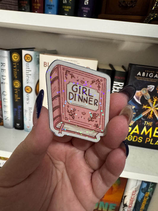 Girl Dinner Book Sticker – Funny Bookish Sticker for Readers, Cute Aesthetic Sticker for Book Lovers, BookTok Inspired sticker