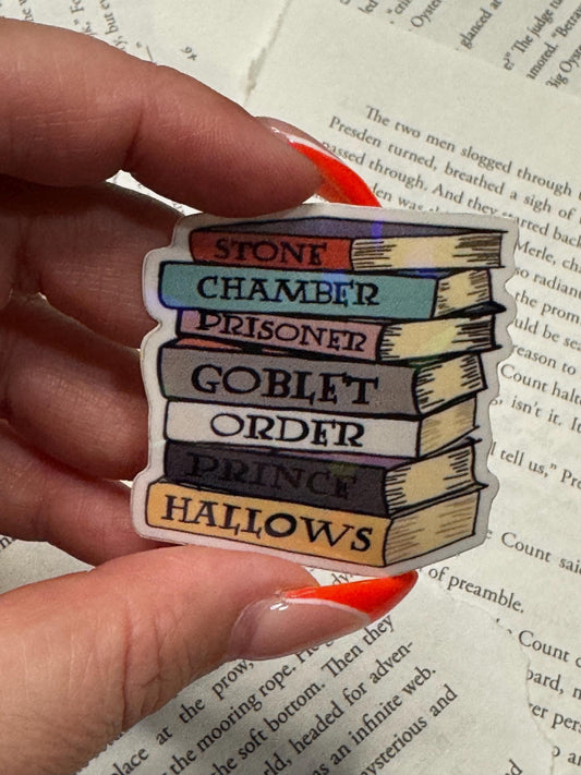 Harry Potter Book Stack Sticker • Wizard Books Aesthetic • Magical Bookish Gift • Potterhead Decor • Fantasy Book Stack Vinyl Sticker