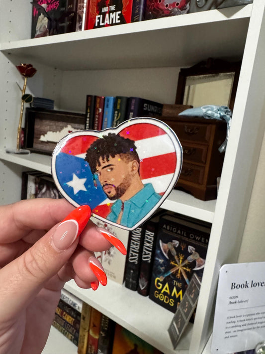 Bad Bunny Sticker Set: Puerto Rico Flag Heart, Benito Portrait