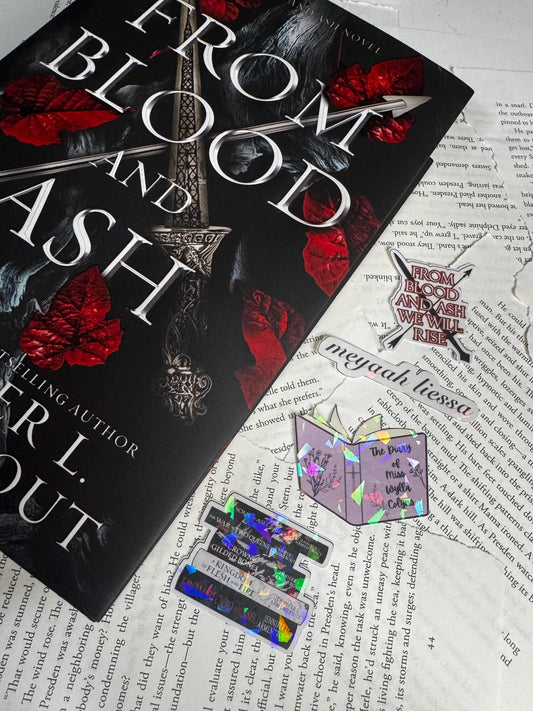 From Blood and Ash Sticker Pack | Book Stack, Swords Quote, Meyaah Liessa & Wylla Collins | Fantasy Bookish Stickers