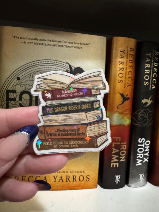 Fourth Wing Book Stack Sticker: Basgiath War College sticker